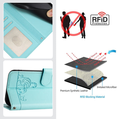 For Redmi K70 Ultra 5G Global Cat Rat Embossed Pattern RFID Leather Phone Case with Lanyard(Mint Green) - Xiaomi Cases by PMC Jewellery | Online Shopping South Africa | PMC Jewellery | Buy Now Pay Later Mobicred