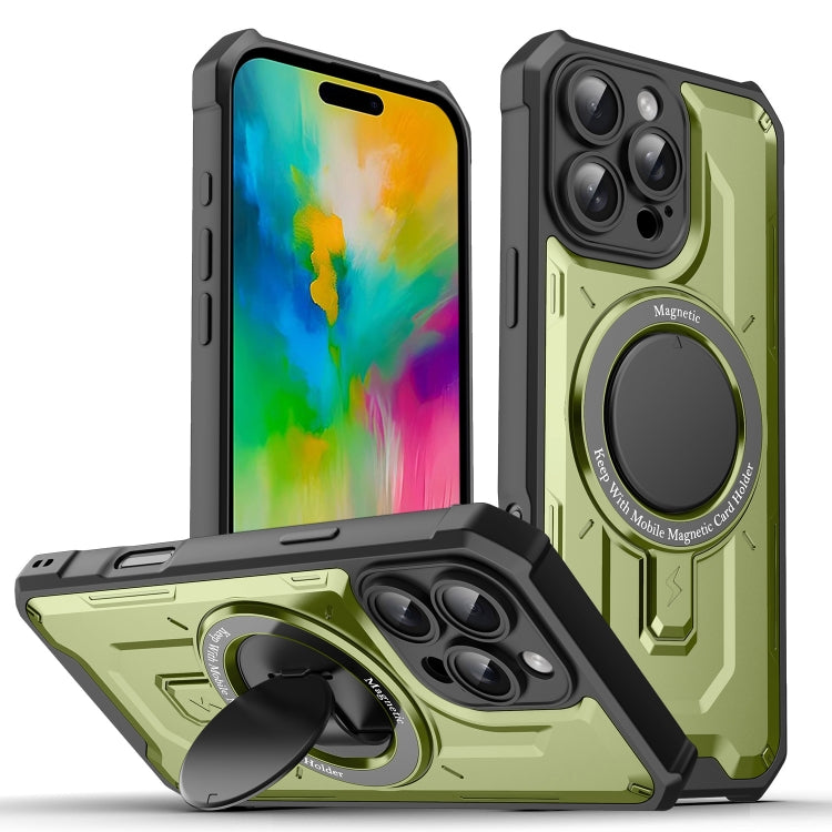 For iPhone 16 Pro Invisible Bracket MagSafe Magnetic Phone Case(Green) - iPhone 16 Pro Cases by PMC Jewellery | Online Shopping South Africa | PMC Jewellery | Buy Now Pay Later Mobicred