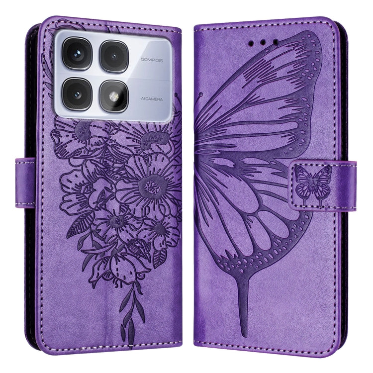 For Redmi K70 Ultra 5G Global Embossed Butterfly Leather Phone Case(Light Purple) - Xiaomi Cases by PMC Jewellery | Online Shopping South Africa | PMC Jewellery | Buy Now Pay Later Mobicred