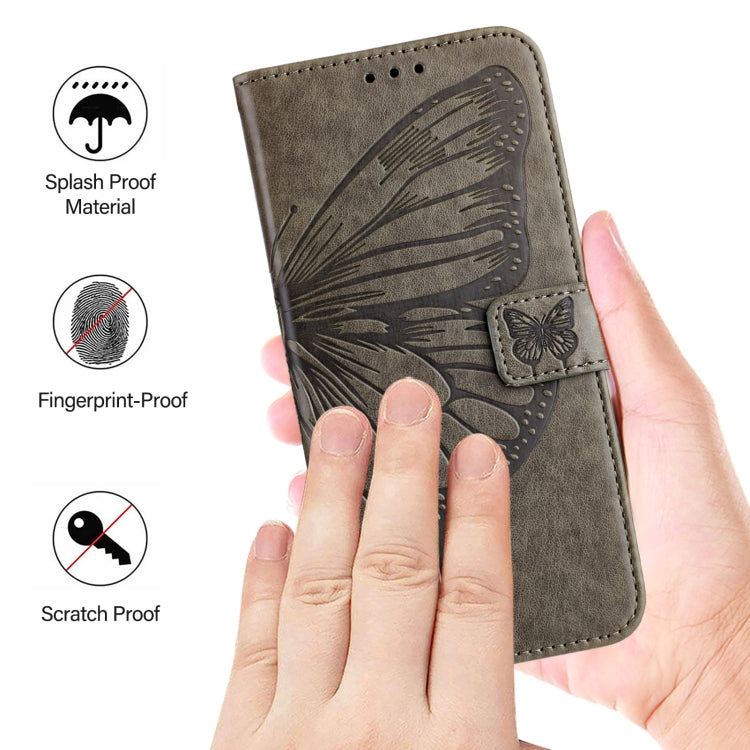 For Redmi K70 Ultra 5G Global Embossed Butterfly Leather Phone Case(Grey) - Xiaomi Cases by PMC Jewellery | Online Shopping South Africa | PMC Jewellery | Buy Now Pay Later Mobicred