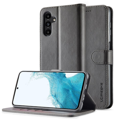 For Samsung Galaxy S24 FE 5G LC.IMEEKE Calf Texture Leather Phone Case(Grey) - Galaxy S24 FE 5G Cases by LC.IMEEKE | Online Shopping South Africa | PMC Jewellery | Buy Now Pay Later Mobicred