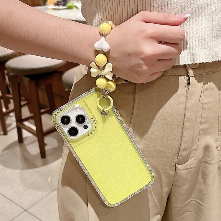 For iPhone 16 Pro TPU + PC + Glitter Sequins Full Coverage Phone Case with Bracelet(Yellow) - iPhone 16 Pro Cases by PMC Jewellery | Online Shopping South Africa | PMC Jewellery | Buy Now Pay Later Mobicred