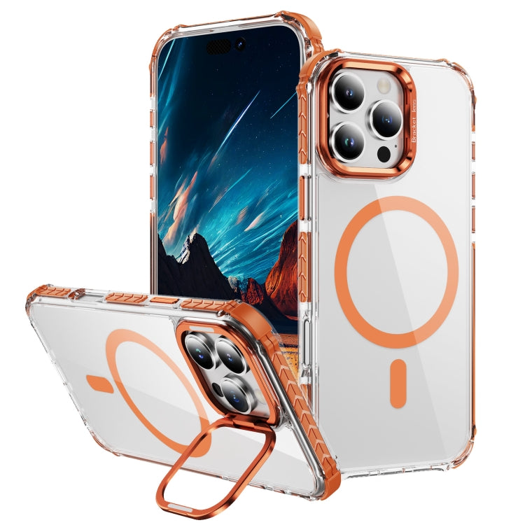 For iPhone 16 Pro Max Rainbow Series Transparent MagSafe Lens Holder Phone Case(Orange) - iPhone 16 Pro Max Cases by PMC TechLife | Online Shopping South Africa | PMC TechLife | Buy Now Pay Later Mobicred