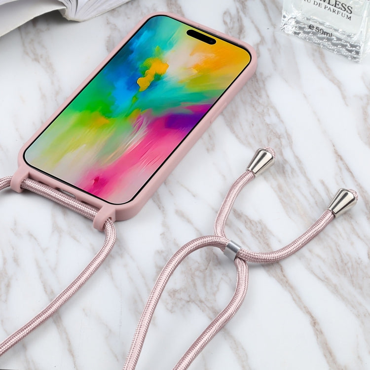 For iPhone 16 Pro Candy Colors TPU Protective Phone Case with Lanyard (Rose Gold) - iPhone 16 Pro Cases by PMC Jewellery | Online Shopping South Africa | PMC Jewellery | Buy Now Pay Later Mobicred