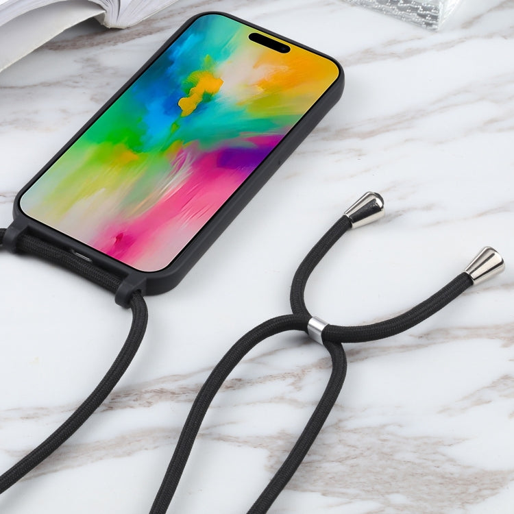 For iPhone 16 Candy Colors TPU Protective Phone Case with Lanyard(Black) - free shipping - PMC TechLife - Order now!