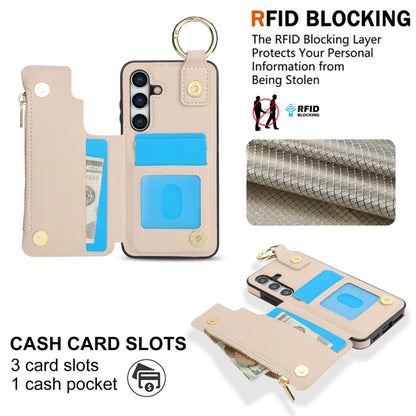 For Samsung Galaxy S24+ 5G RFlD Anti-theft Double Buckle Ring Zipper Card Phone Case(White) - Galaxy S24+ 5G Cases by PMC Jewellery | Online Shopping South Africa | PMC Jewellery | Buy Now Pay Later Mobicred