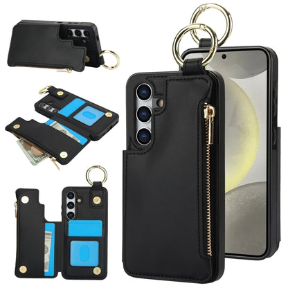 For Samsung Galaxy S24+ 5G RFlD Anti-theft Double Buckle Ring Zipper Card Phone Case(Black) - Galaxy S24+ 5G Cases by PMC Jewellery | Online Shopping South Africa | PMC Jewellery | Buy Now Pay Later Mobicred