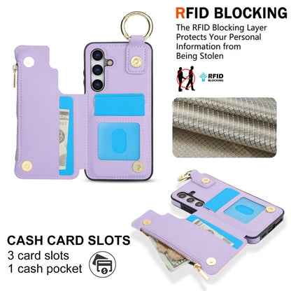 For Samsung Galaxy S24+ 5G RFlD Anti-theft Double Buckle Ring Zipper Card Phone Case(Purple) - Galaxy S24+ 5G Cases by PMC Jewellery | Online Shopping South Africa | PMC Jewellery | Buy Now Pay Later Mobicred