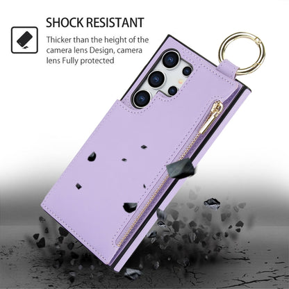 For Samsung Galaxy S24 Ultra 5G RFlD Anti-theft Double Buckle Ring Zipper Card Phone Case(Purple) - Galaxy S24 Ultra 5G Cases by PMC Jewellery | Online Shopping South Africa | PMC Jewellery | Buy Now Pay Later Mobicred