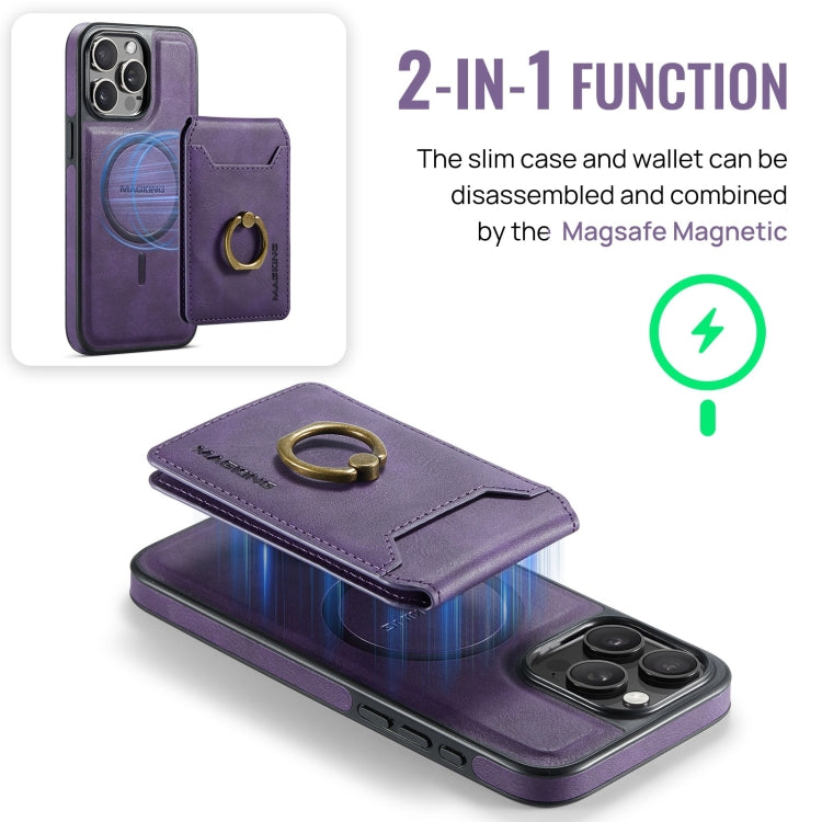 For iPhone 15 DG.MING K1 MagSafe Detachable Wallet RFID Back Cover Phone Case(Purple) - iPhone 15 Cases by DG.MING | Online Shopping South Africa | PMC Jewellery | Buy Now Pay Later Mobicred