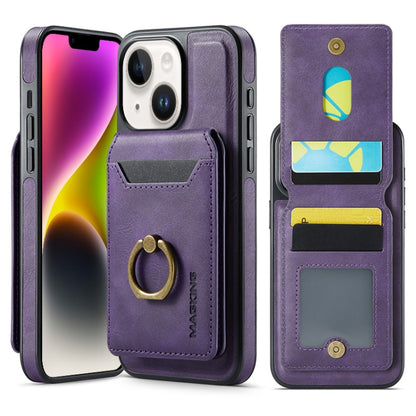 For iPhone 14 DG.MING K1 MagSafe Detachable Wallet RFID Back Cover Phone Case(Purple) - iPhone 14 Cases by DG.MING | Online Shopping South Africa | PMC Jewellery | Buy Now Pay Later Mobicred