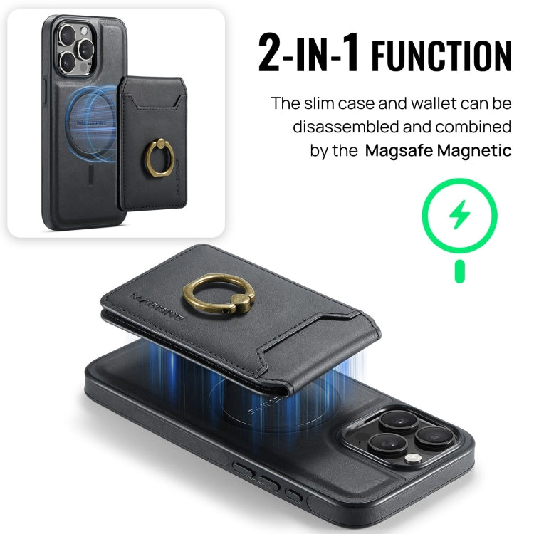 For iPhone 14 Pro DG.MING K1 MagSafe Detachable Wallet RFID Back Cover Phone Case(Black) - iPhone 14 Pro Cases by DG.MING | Online Shopping South Africa | PMC Jewellery | Buy Now Pay Later Mobicred