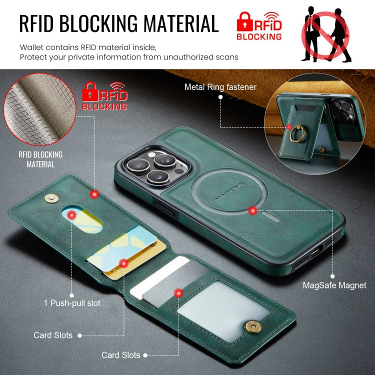 For iPhone 13 Pro DG.MING K1 MagSafe Detachable Wallet RFID Back Cover Phone Case(Green) - iPhone 13 Pro Cases by DG.MING | Online Shopping South Africa | PMC Jewellery | Buy Now Pay Later Mobicred