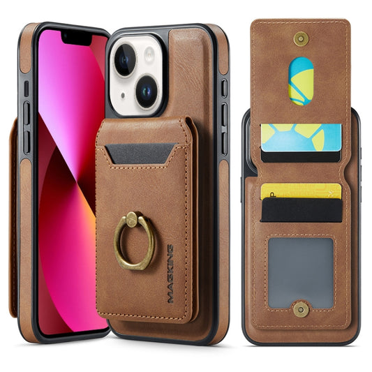 For iPhone 13 DG.MING K1 MagSafe Detachable Wallet RFID Back Cover Phone Case(Brown) - iPhone 13 Cases by DG.MING | Online Shopping South Africa | PMC Jewellery | Buy Now Pay Later Mobicred