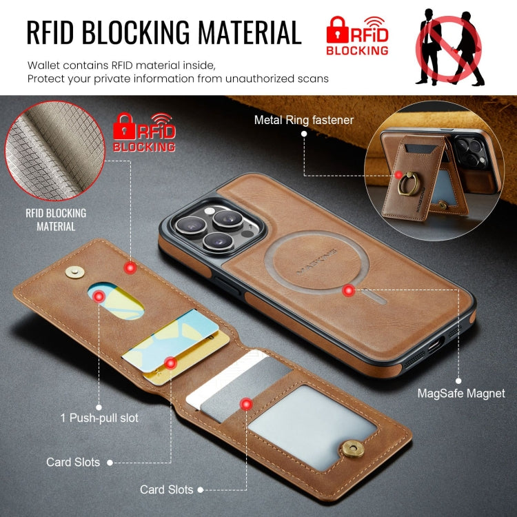For iPhone 12 Pro DG.MING K1 MagSafe Detachable Wallet RFID Back Cover Phone Case(Brown) - free shipping - PMC Jewellery - Order now!