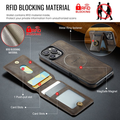 For iPhone 16 Pro DG.MING K1 MagSafe Detachable Wallet RFID Back Cover Phone Case(Coffee) - iPhone 16 Pro Cases by DG.MING | Online Shopping South Africa | PMC Jewellery | Buy Now Pay Later Mobicred