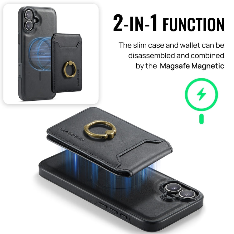 For iPhone 16 Plus DG.MING K1 MagSafe Detachable Wallet RFID Back Cover Phone Case(Black) - iPhone 16 Plus Cases by DG.MING | Online Shopping South Africa | PMC Jewellery | Buy Now Pay Later Mobicred