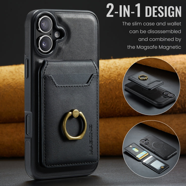 For iPhone 16 DG.MING K1 MagSafe Detachable Wallet RFID Back Cover Phone Case(Black) - free shipping - PMC Jewellery - Order now!