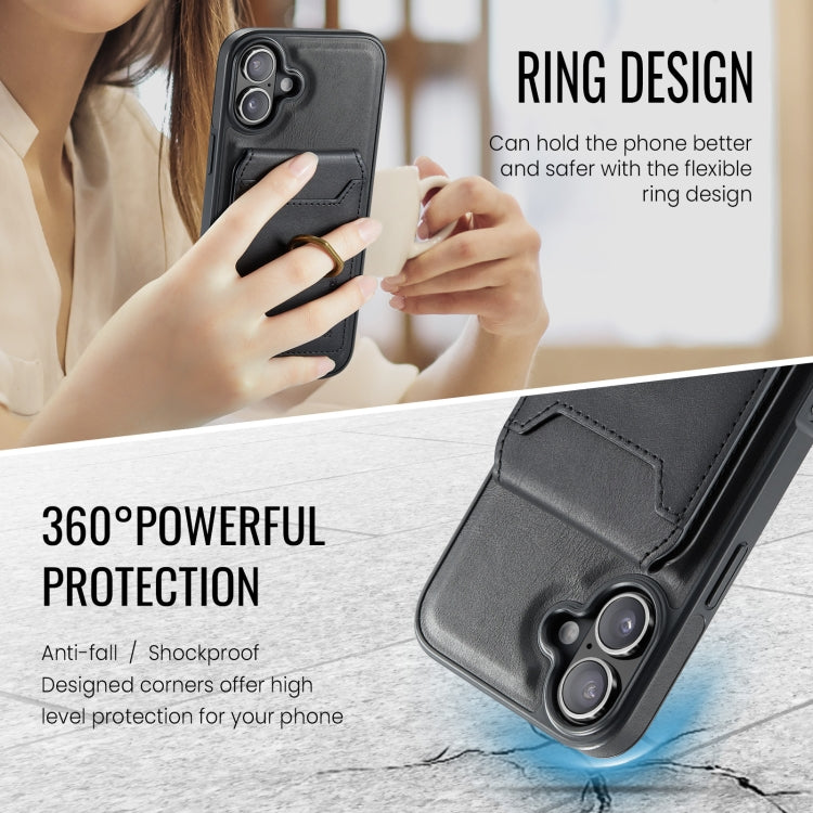 For iPhone 16 DG.MING K1 MagSafe Detachable Wallet RFID Back Cover Phone Case(Black) - free shipping - PMC Jewellery - Order now!