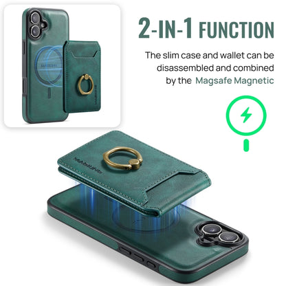 For iPhone 16 DG.MING K1 MagSafe Detachable Wallet RFID Back Cover Phone Case(Green) - iPhone 16 Cases by DG.MING | Online Shopping South Africa | PMC Jewellery | Buy Now Pay Later Mobicred