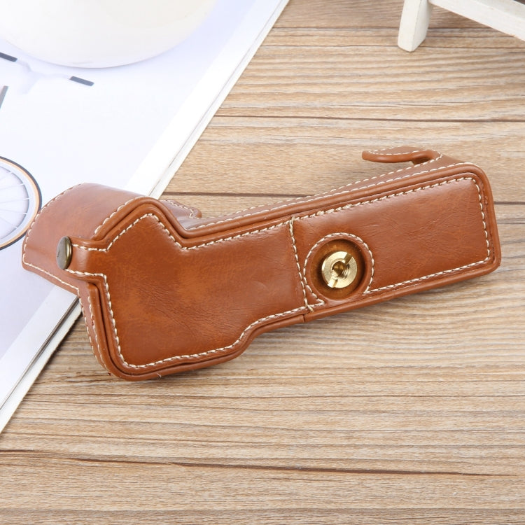 For FUJIFILM X-T5 Glossy PU Leather Camera Half Case Base(Brown) - Half Case by PMC TechLife | Online Shopping South Africa | PMC TechLife | Buy Now Pay Later Mobicred