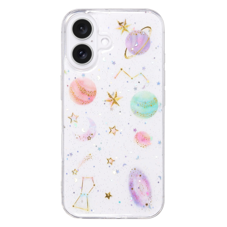 For iPhone 16 Cosmic Star Glitter Epoxy TPU Phone Case(Transparent Purple) - iPhone 16 Cases by PMC TechLife | Online Shopping South Africa | PMC TechLife | Buy Now Pay Later Mobicred