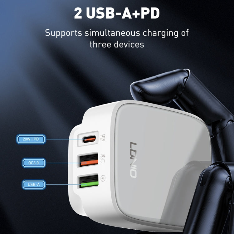 LDNIO Q334 32W Type-C + Dual USB Port Charger with 1m Micro USB Data Cable, Plug Type:UK Plug(Black) - USB Charger by LDNIO | Online Shopping South Africa | PMC Jewellery | Buy Now Pay Later Mobicred