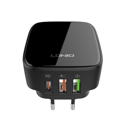 LDNIO Q334 32W Type-C + Dual USB Port Charger with 1m USB-C / Type-C to USB-C / Type-C Data Cable, Plug Type:EU Plug(Black) - USB Charger by LDNIO | Online Shopping South Africa | PMC Jewellery | Buy Now Pay Later Mobicred