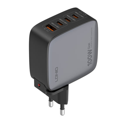 LDNIO Q408 100W GaN USB+3 USB-C / Type-C Interface Charger with 1m 100W USB-C / Type-C to USB-C / Type-C Data Cable, Plug Type:EU Plug(Black) - USB Charger by LDNIO | Online Shopping South Africa | PMC Jewellery | Buy Now Pay Later Mobicred