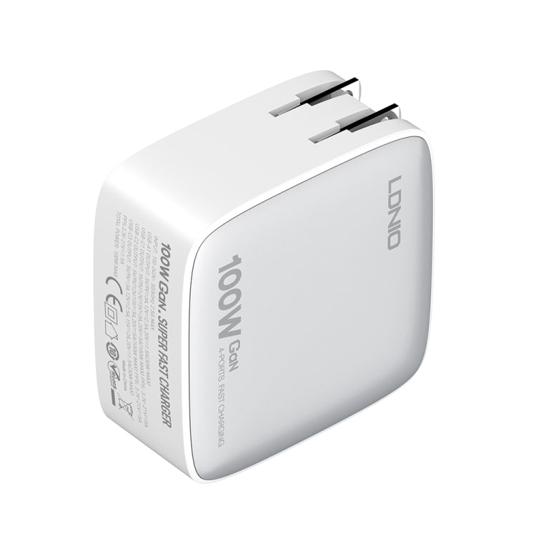 LDNIO Q408 100W GaN USB+3 USB-C / Type-C Interface Charger with 1m 100W USB-C / Type-C to USB-C / Type-C Data Cable, Plug Type:US Plug(White) - USB Charger by LDNIO | Online Shopping South Africa | PMC Jewellery | Buy Now Pay Later Mobicred