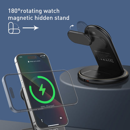 LDNIO WL02 25.5W 5 in 1 MagSafe Wireless Charger with 30cm Type-C Cable(Black) - Wireless Charger by LDNIO | Online Shopping South Africa | PMC Jewellery | Buy Now Pay Later Mobicred