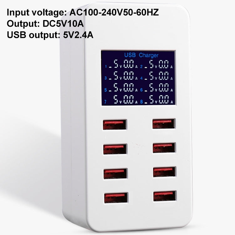 A8B 50W 8 Ports USB Smart Charging Station with Digital Display, Plug:US Plug - Multifunction Charger by PMC Jewellery | Online Shopping South Africa | PMC Jewellery | Buy Now Pay Later Mobicred