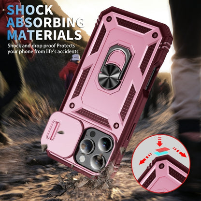 For iPhone 16 Pro Sliding Camshield TPU + PC Phone Case with Holder(Pink+Rose Red) - iPhone 16 Pro Cases by PMC Jewellery | Online Shopping South Africa | PMC Jewellery | Buy Now Pay Later Mobicred