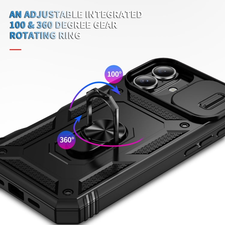 For iPhone 16 Plus Sliding Camshield TPU + PC Phone Case with Holder(Black) - iPhone 16 Plus Cases by PMC TechLife | Online Shopping South Africa | PMC TechLife | Buy Now Pay Later Mobicred
