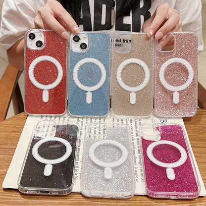 For iPhone 16 Pro Max Acrylic Transparent Glitter MagSafe Phone Case(Silver) - iPhone 16 Pro Max Cases by PMC Jewellery | Online Shopping South Africa | PMC Jewellery | Buy Now Pay Later Mobicred