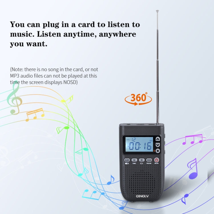 QINGLV QL-518 Portable Bluetooth Transmitter Radio Support FM / AM / MP3(Black) - Radio Player by PMC Jewellery | Online Shopping South Africa | PMC Jewellery | Buy Now Pay Later Mobicred