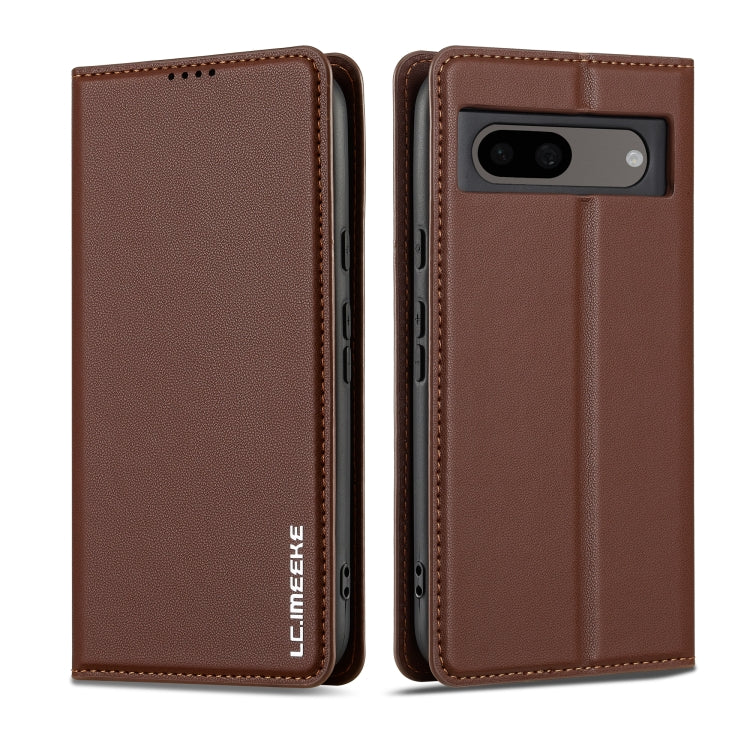 For Google Pixel 7A LC.IMEEKE L1 Series Frosted Fine Texture PU Phone Case(Brown) - Google Cases by LC.IMEEKE | Online Shopping South Africa | PMC Jewellery | Buy Now Pay Later Mobicred