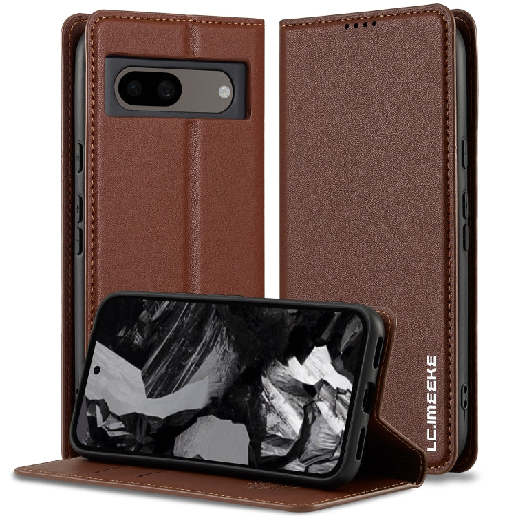 For Google Pixel 8 LC.IMEEKE L1 Series Frosted Fine Texture PU Phone Case(Brown) - Google Cases by LC.IMEEKE | Online Shopping South Africa | PMC Jewellery | Buy Now Pay Later Mobicred