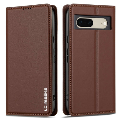 For Google Pixel 7 5G LC.IMEEKE L1 Series Frosted Fine Texture PU Phone Case(Brown) - Google Cases by LC.IMEEKE | Online Shopping South Africa | PMC Jewellery | Buy Now Pay Later Mobicred