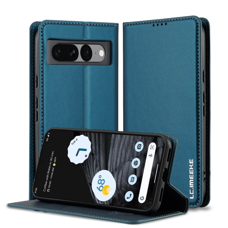 For Google Pixel 7 Pro 5G LC.IMEEKE L1 Series Frosted Fine Texture PU Phone Case(Blue) - Google Cases by LC.IMEEKE | Online Shopping South Africa | PMC Jewellery | Buy Now Pay Later Mobicred