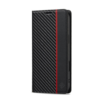 For iPhone 16 LC.IMEEKE Carbon Fiber Leather Phone Case(Vertical Black) - iPhone 16 Cases by LC.IMEEKE | Online Shopping South Africa | PMC Jewellery | Buy Now Pay Later Mobicred