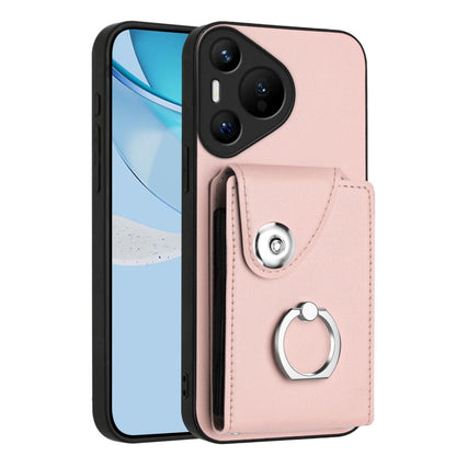 For Huawei Pura 70 Organ Card Bag Ring Holder Phone Case(Pink) - Huawei Cases by PMC Jewellery | Online Shopping South Africa | PMC Jewellery | Buy Now Pay Later Mobicred