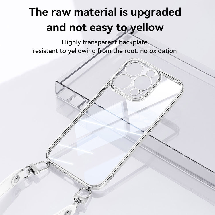 For iPhone 16 Pro SULADA  Electroplated Clear TPU Soft Frame Phone Case with Wrist Strap(Purple) - free shipping - PMC Jewellery - Order now!