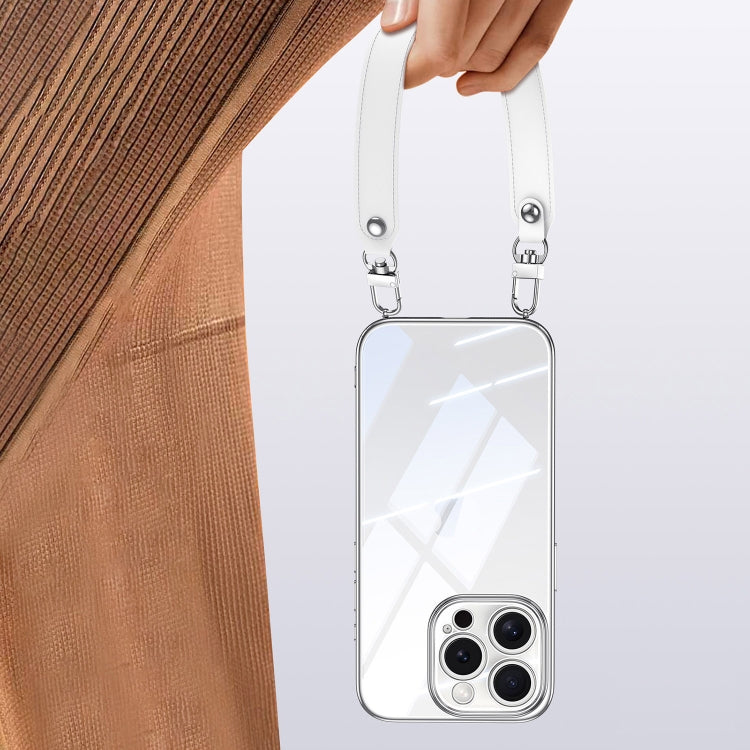 For iPhone 16 Pro Max SULADA  Electroplated Clear TPU Soft Frame Phone Case with Wrist Strap(Purple) - free shipping - PMC Jewellery - Order now!