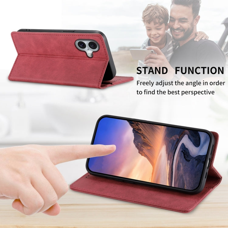 For iPhone 16 Business Solid Color Magnetic RFID Leather Phone Case(Red) - iPhone 16 Cases by PMC Jewellery | Online Shopping South Africa | PMC Jewellery | Buy Now Pay Later Mobicred