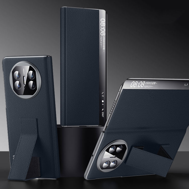 For Huawei Mate X5 / X3 SULADA Smart Series Wristband Holder Smart View Window Genuine Leather Phone Case(Blue) - free shipping - PMC TechLife - Order now!