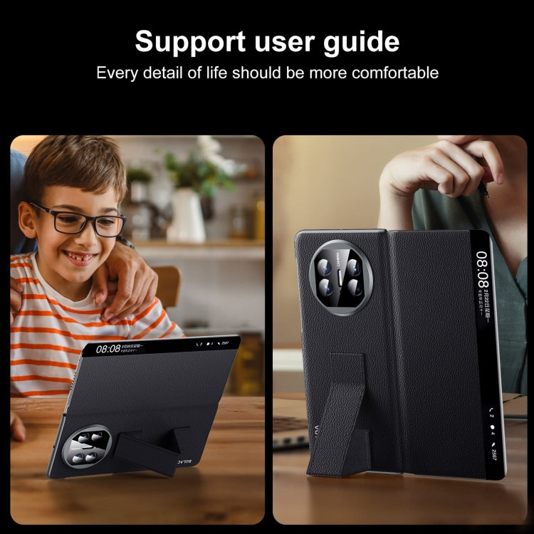 For Huawei Mate X5 / X3 SULADA Smart Series Wristband Holder Smart View Window Genuine Leather Phone Case(Blue) - free shipping - PMC TechLife - Order now!