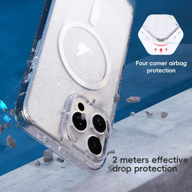For iPhone 16 Plus Glitter Powder MagSafe Magnetic Phone Case(Transparent) - free shipping - PMC Jewellery - Order now!