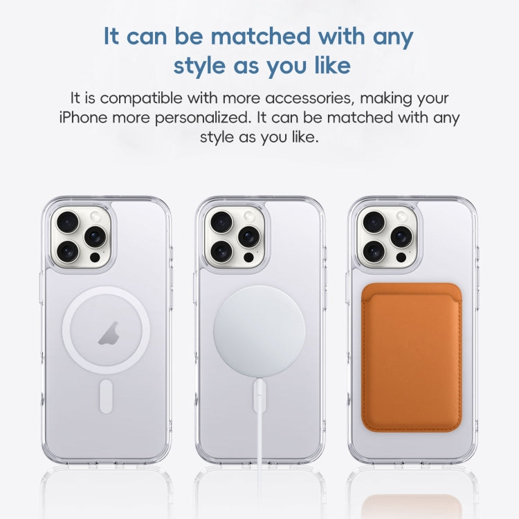 For iPhone 16 Plus Crystal Clear Frosted MagSafe Magnetic Phone Case(Transparent Titanium Blue) - iPhone 16 Plus Cases by PMC Jewellery | Online Shopping South Africa | PMC Jewellery | Buy Now Pay Later Mobicred