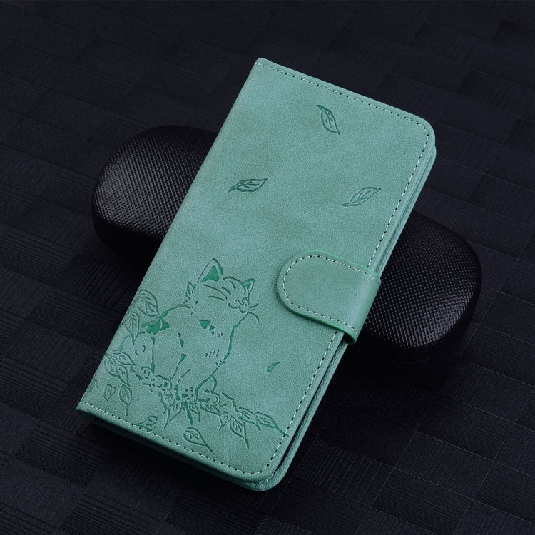 For Redmi K70 Ultra Cute Cat Embossed Leather Phone Case(Green) - Xiaomi Cases by PMC Jewellery | Online Shopping South Africa | PMC Jewellery | Buy Now Pay Later Mobicred